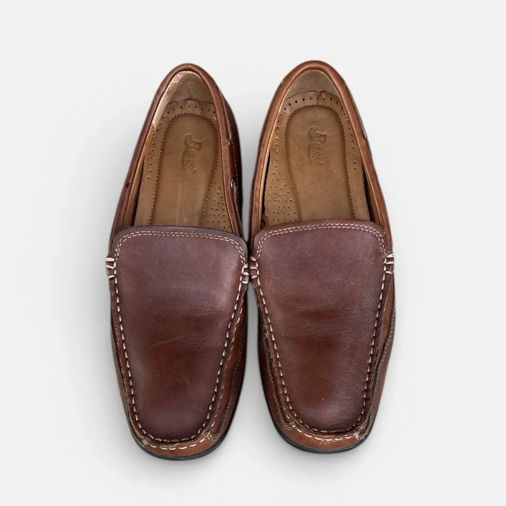 Bass “Hank” Men’s Leather Slip-on Loafers in Brown Size 8D